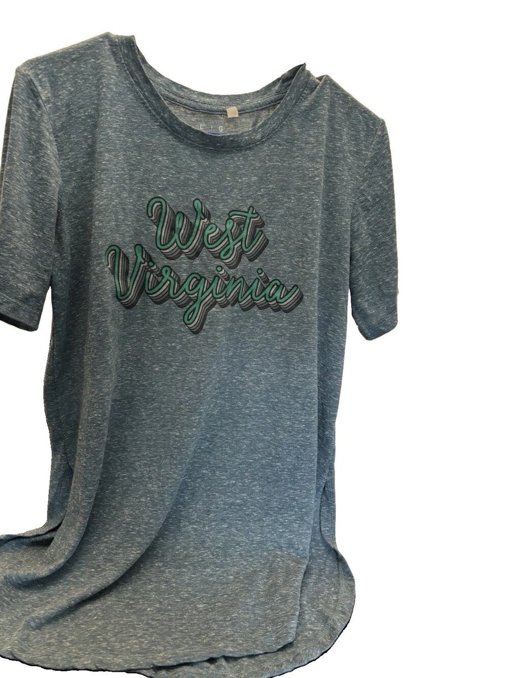 West Virginia Mountaineers WV Lightweight T Shirt Top Blue Women’s L Cotton